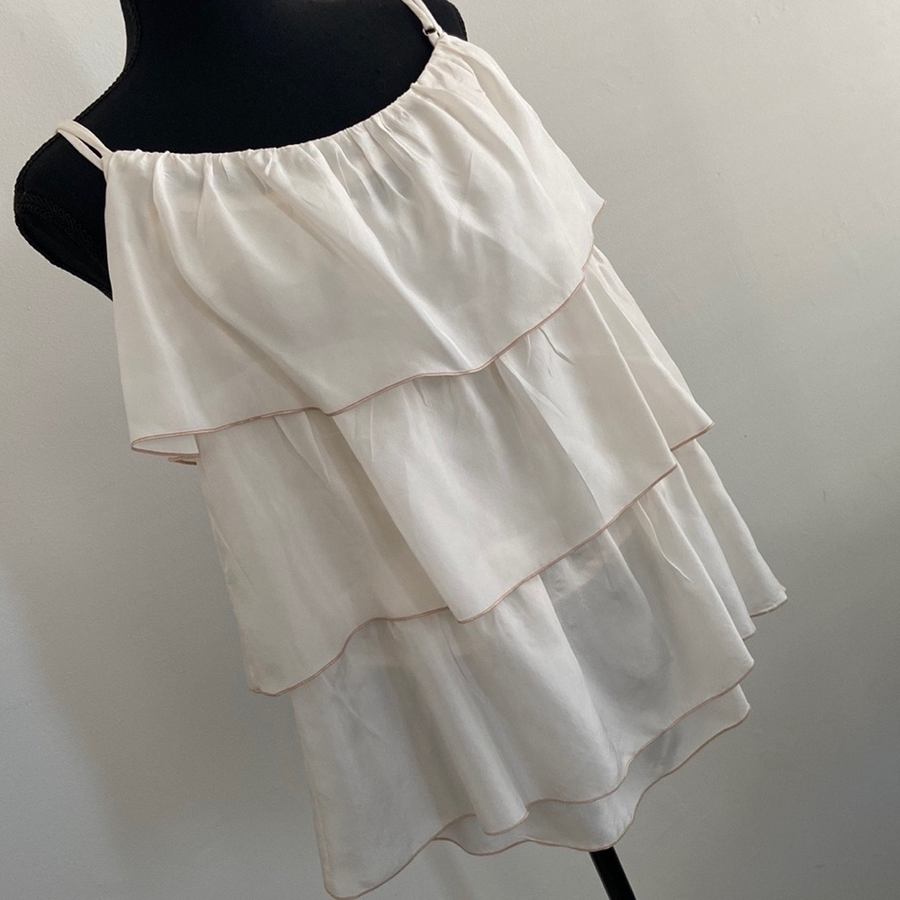 Zenobia Cream Silk Flounce Top